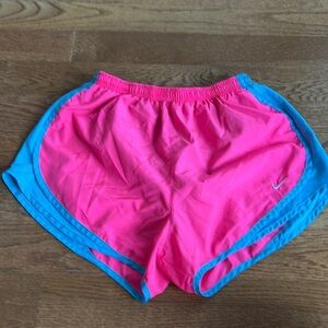Nike large Dri Fit pink and turquoise running athletic shorts underwear built in
